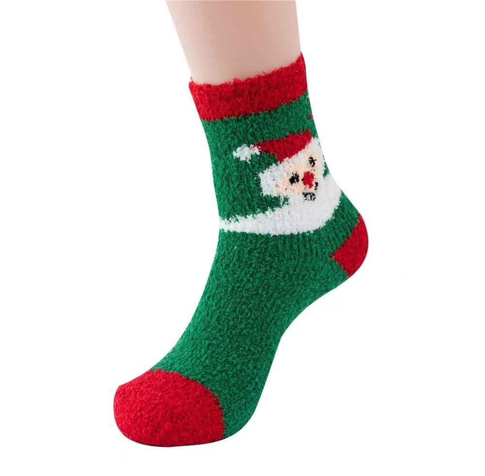 New Christmas Socks Coral Fleece Winter Plush Thickened Warm Confinement Floor Socks Men and Women Couple Socks Sleep Socks Gift