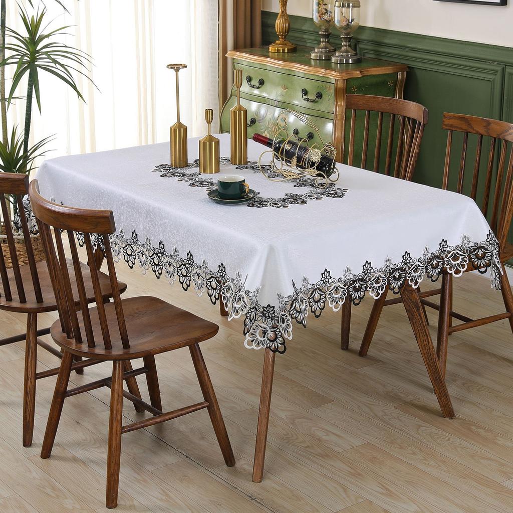 Waterproof CoffeeTable Storage Cabinet E Cabinet Wedding Supplies Restaurant Tablecloth Lace Hollow Rectangular Table Covercloth
