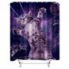Space Cat With Laser Eyes Waterproof Shower Curtain Heat Resistant Machine Washable Non-Transparent 180X180Cm