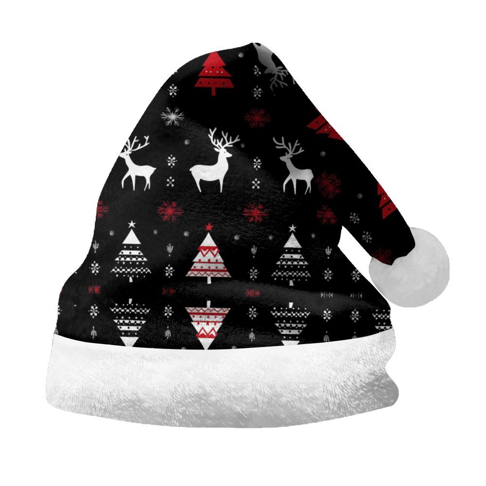 2024 New Double-Sided Plush Velvet Christmas Hat for Adults & Children - Customizable Design