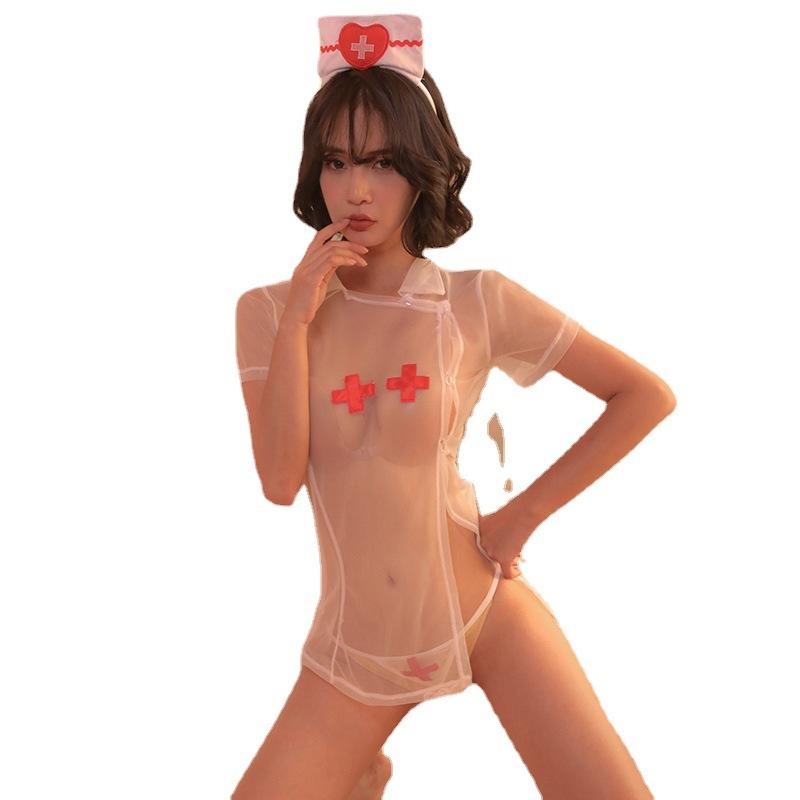 Xiucaisha's new sexy underwear female sexy pajamas nurse transparent uniform cosplay temptation