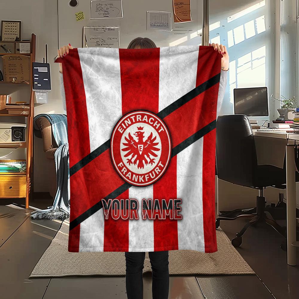Benutzerdefinierte Namens Eintracht Frankfurt Flanelldecke, Hohe Qualität, Bequem für alle Jahreszeiten, Heimdekoration, Wärme und Komfort