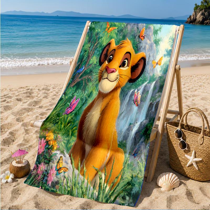 Lion king Artwork Printed Microfiber Beach Towel, Soft And Absorbent, Quick-Dry, Ideal for Summer Travel, Beach Essential, Swimming Pool