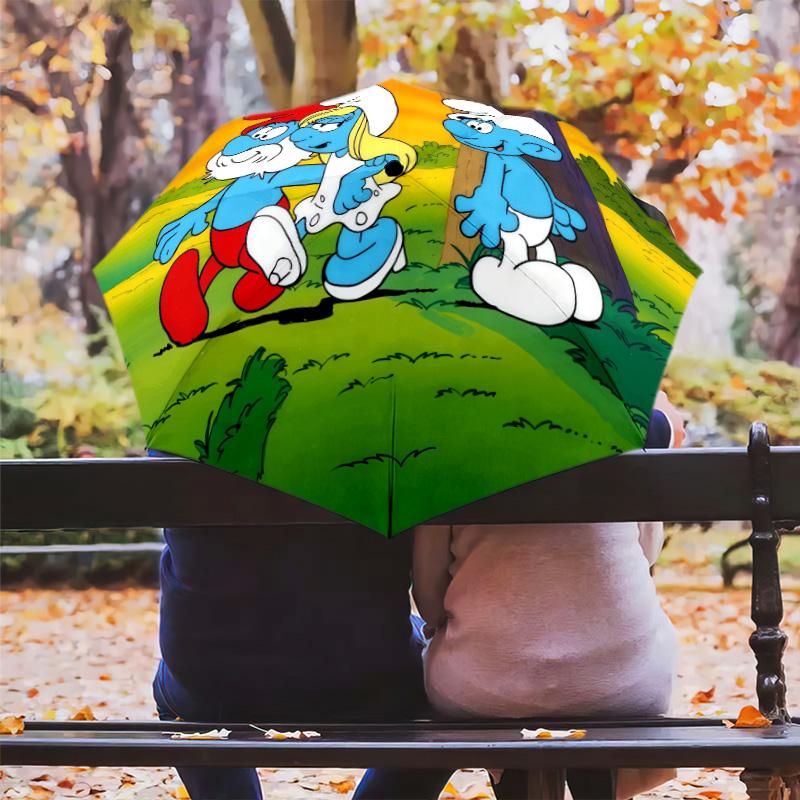Smurfs Folding Umbrella Suitable For All Seasons Umbrella Umbrella Travel Umbrella Printing