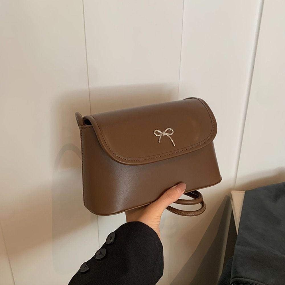 New Design Bow Armpit Handbag Solid Color Y2K Crossbody Bag Fashion Bowknot Underarm Bag  Women коричневый