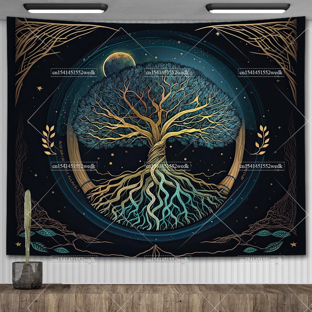 Celtic Tree of Life Tapestry Wall Hanging Room Decor Aesthetic Yoga Mats Landscape Tapestrys Wall Art Decorative Altar Cloths