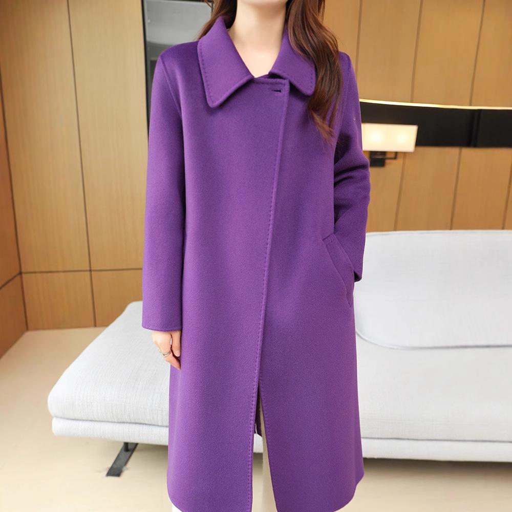 

Women s Double-faced Wool Coat: Extra-long Slim Fit with Lapel for Autumn and Winter Fashion M (suitable for 55-60 kg)