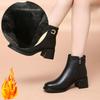 Thick-heeled Short Boots Ladies's PU Autumn and Winter Fashion Soft-soled Mid-heel Short-tube Single Boots Cotton Boots