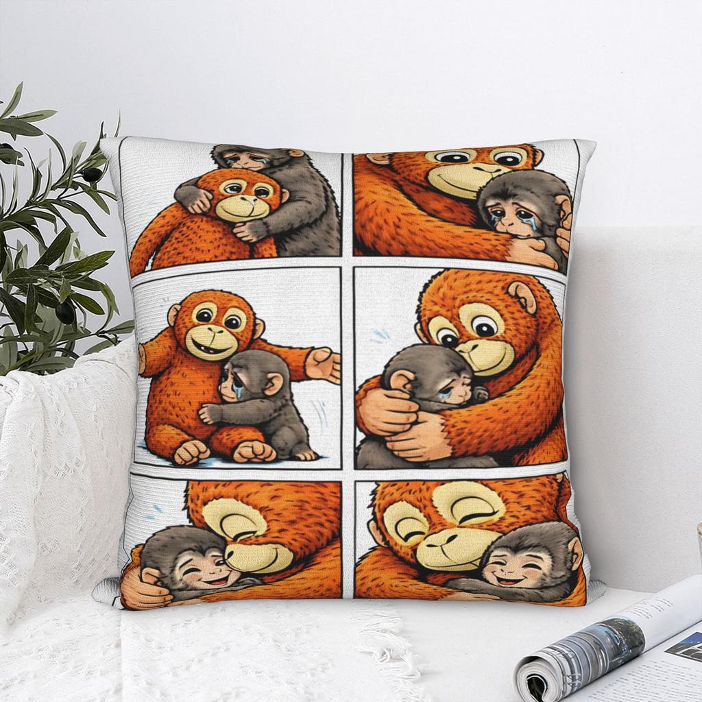 Punch Baby Monkey Pillow Case Japanese Zoo Sad Monkey Square Pillow Cover For Sofa Home Decoration Vintage Pillowcases