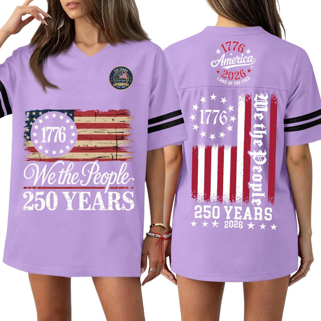 Women's Casual Fashion V-Neck Sports Independence Day Print Short Sleeve Sports T-Shirt Top