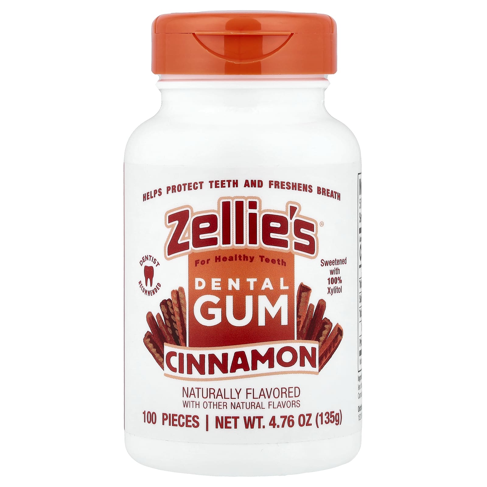 Photos - Vitamins & Minerals Zellie's, Dental Gum, Cinnamon, 100 pieces