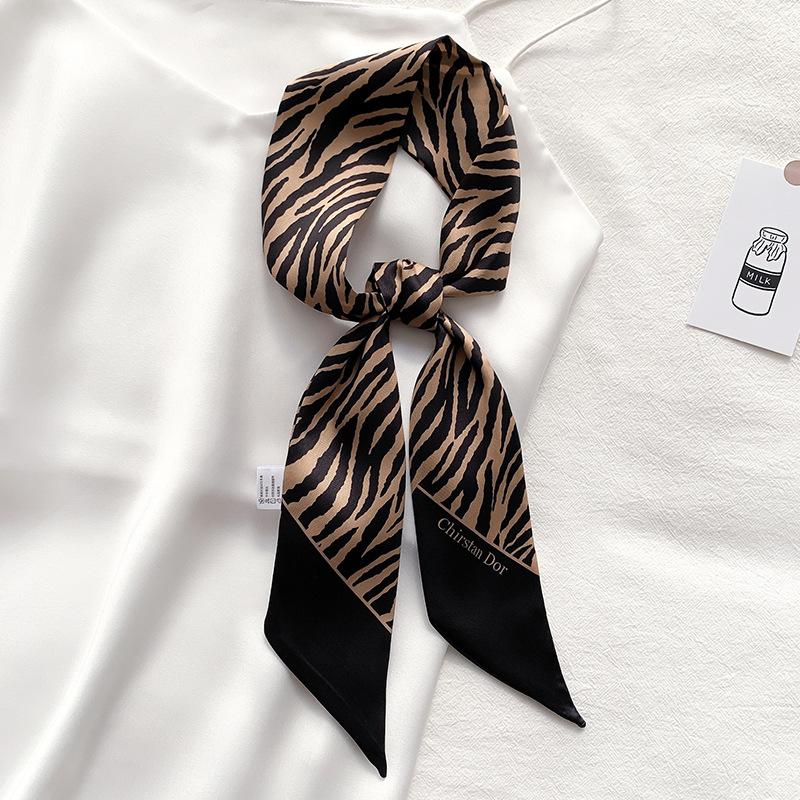 Spring and Autumn Scarf for Women with Long Streamers  Collarbone Scarf  Leopard Print  Tie  Hairband  Women