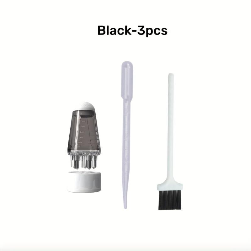 

Расческа-аппликатор для масла для волос с пипеткой и щеточкой для чистки, бутылочка-аппликатор для масла для волос, контроль перхоти, салонный уход, для жирных волос, прозрачный - 0,2 унции 3PCS/SET чёрный