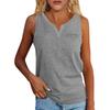 Summer Women's V-Neck Sleeveless Cuff Solid Color Pocket Casual Street Style T-Shirt Top Vest