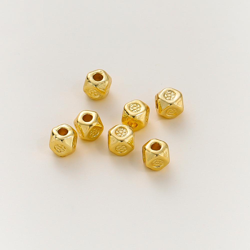 20PCS 14K 18K Gold Plated Brass Round Square Cross Flowers Beads Spacer Beads Jewelry Making Supplies DIY Necklaces Findings