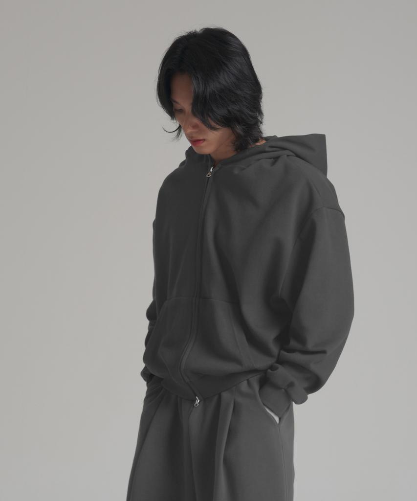 Noming [2Pack] Loose Fit Crop Easy 2-Way Zip-Up Hoodie (3 Colors)
