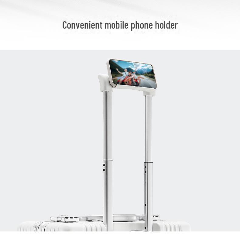 18-Inch Multifunctional Front-Opening Aluminum Frame Suitcase with Charging Capability for Women