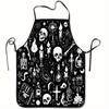 A Gothic Mysterious Symbol Skull Candle Pattern Apron - Durable Polyester Kitchen Baking Apron, Perfect For Halloween Themed Par