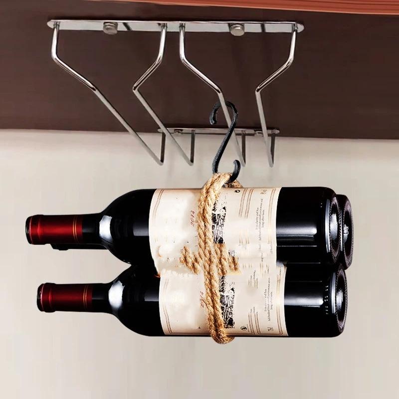 Carbon Steel Goblet Cup Hanger Easy Install Hanging Wine Glass Rack 27cm 34cm for Home Bar Kitchen Organization