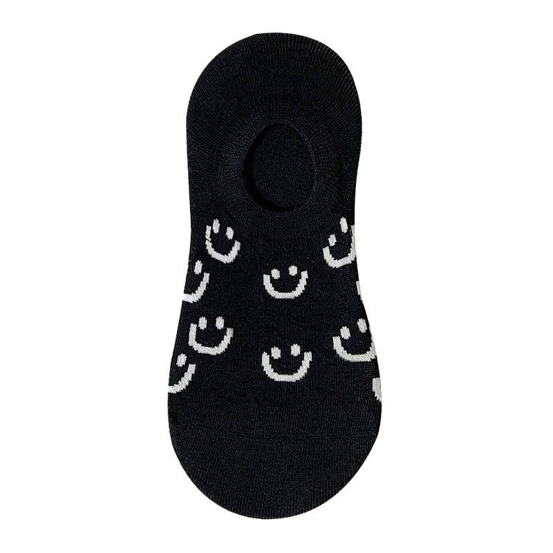 Women's Spring Anti-ball Boat Socks Cartoon Striped Smiling Face Short Socks Shallow Mouth Invisible Cotton Socks