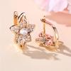 Charm Female White Crystal Zircon Stone Flower Hoop Earrings Gold Color Simple Wedding Jewelry For Women