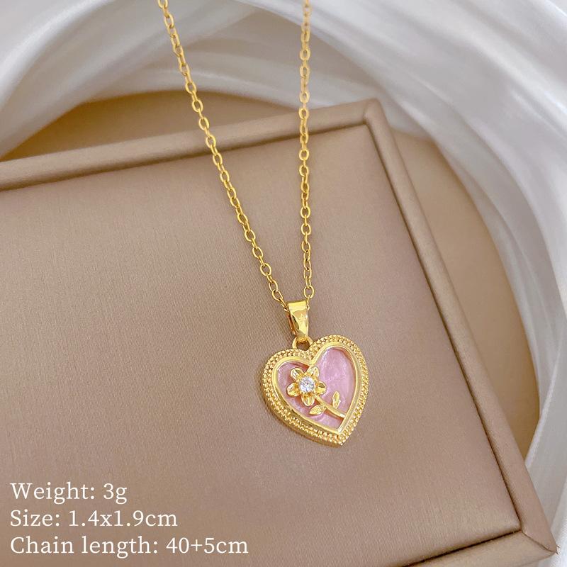 Copper Micro-Inlaid Love Fashion Light Luxury Temperament Gorgeous Full Diamond Necklace Female Versatile Collarbone Chain Titanium Steel