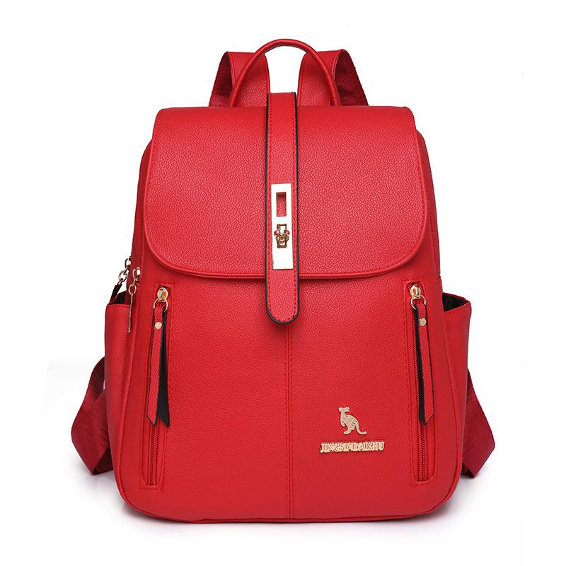 Women's Multifunctional PU Travel Backpack - Large Capacity, Solid Color, Outdoor Storage