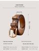 Men's Genuine Leather Retro Belt - Top Layer Cowhide, Vegetable-Tanned, Pin Buckle, Versatile for Middle-aged and Young.