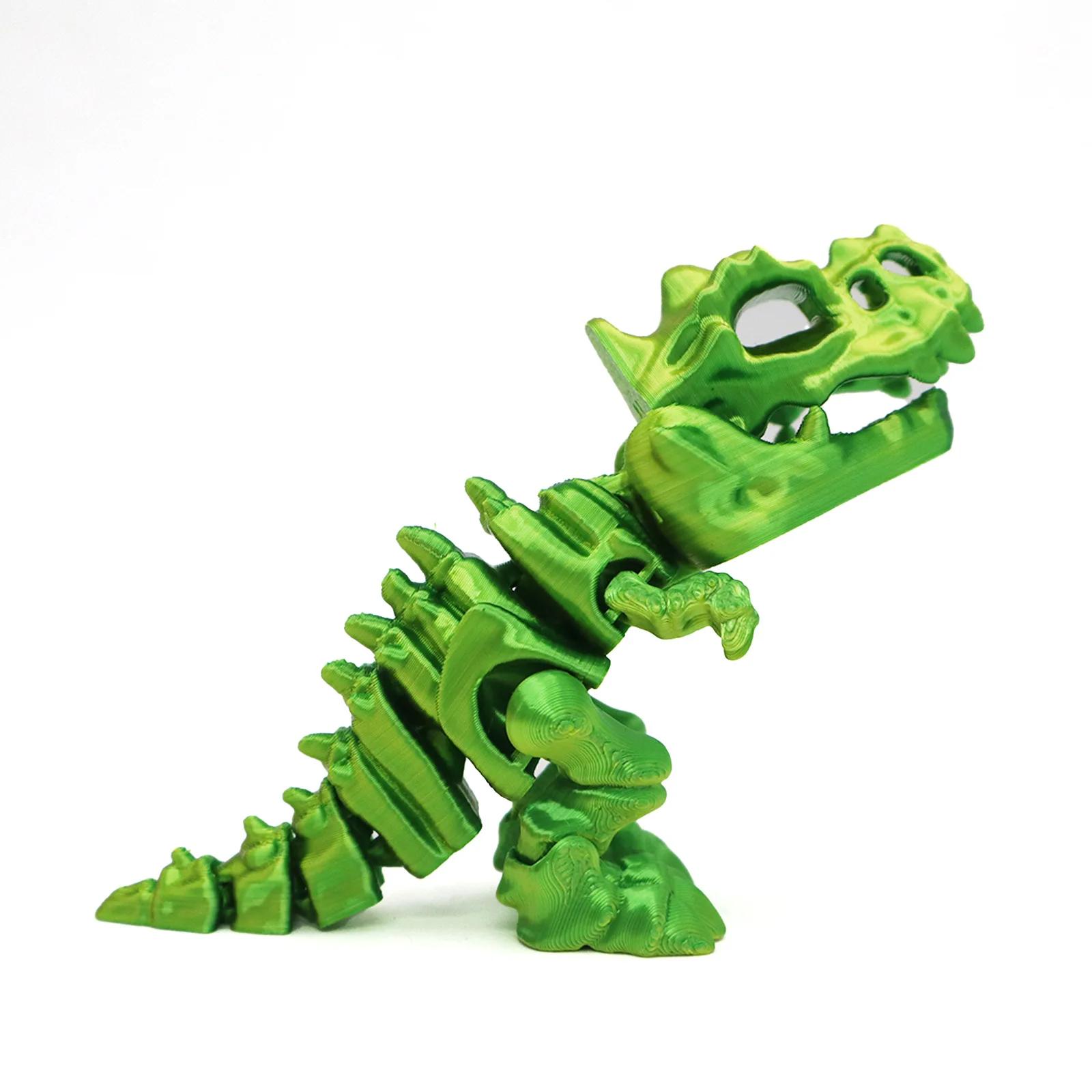 3D-gedruckte Drachen-Spielzeuge Figuren Schmuck Fidget Toy Drehbarer Tyrannosaurus Rex Skelett Dinosaurier Miniaturfiguren
