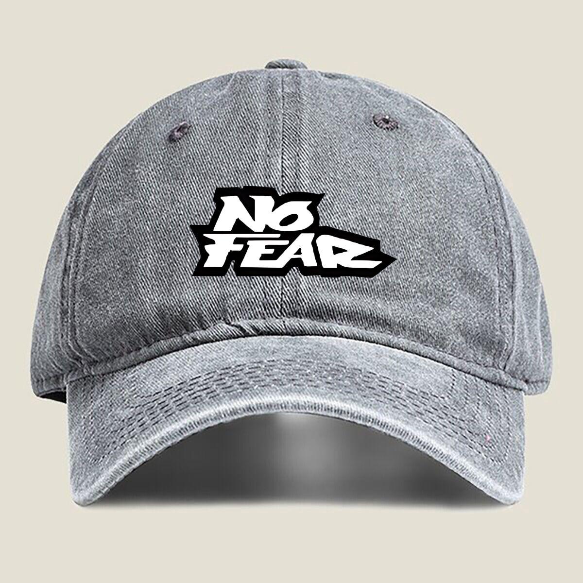 

No Fear Bold Text Fashion Washed Baseball Cap Outdoor For Womens Unisex Female Beach Dad Hat Hip Hop One Size серый