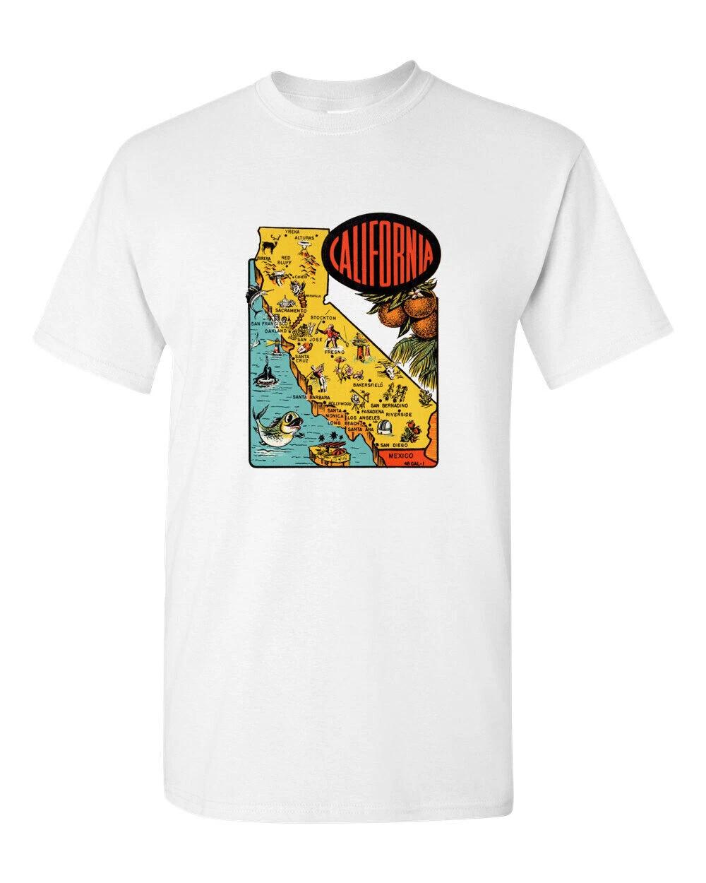 T Shirt Vtg Travel Art 100% Cotton California State Souvenir Retro Tourist XL