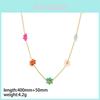 Style Colorful Flower Necklace With Stainless Steel Chain For Women Summer Fashion