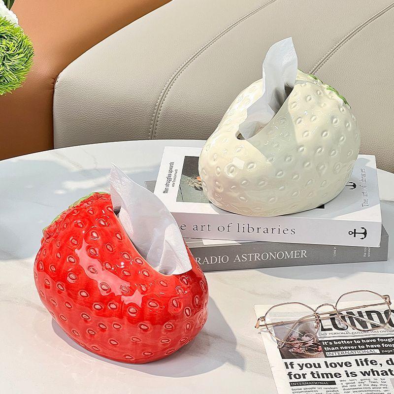 Creative Artificial Strawberry Plastics Tissue Box Art Living Room Extractable Tissue Box Bookcase Entrance Countertop Ornaments