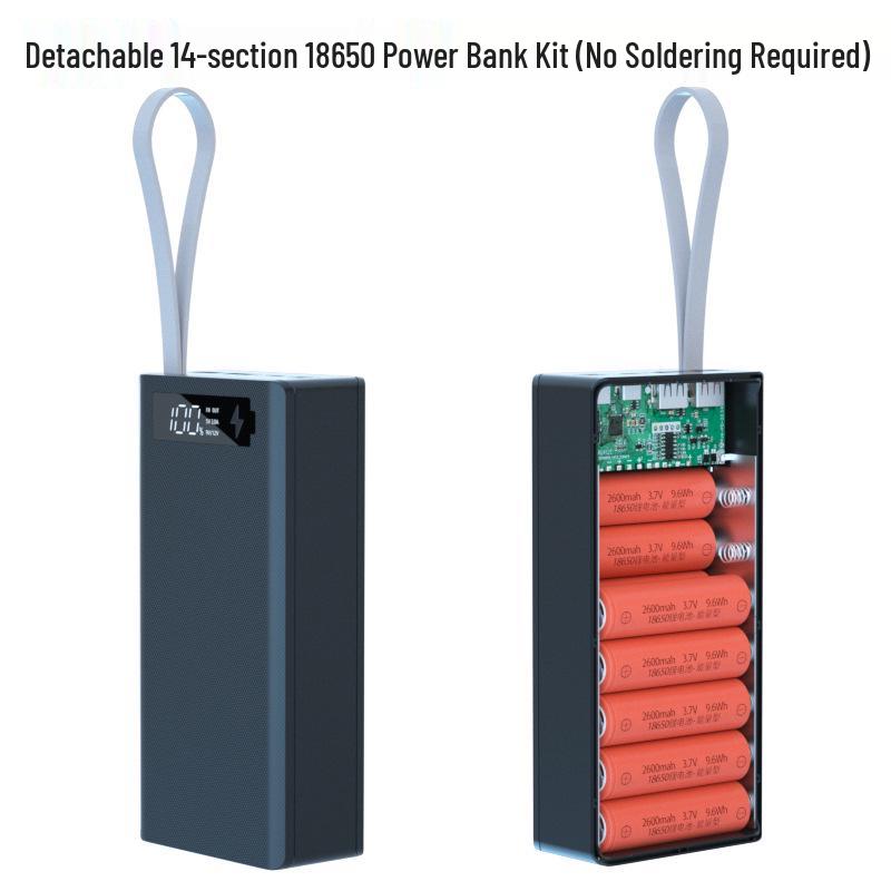 14-Section 18650 Battery Power Bank Kit, DIY Fast-Charging Shell
