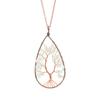 Ancient Red Copper Winding Natural Stone Crystal Water Drop Shaped Tree Of Life Necklace Colorful Stone Pendant N29