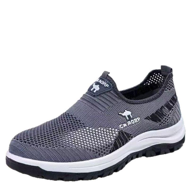 Men's New Wholesale Mesh Shoes, Lightweight Casual Soft Sole Walking Shoes, Lazy Slip-on Dad Shoes for Middle-aged Elderly