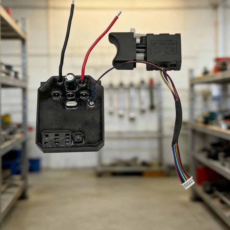 Impact Wrench Circuit Board and 8-Line Control Lever Assembly with On-Off, Variable-Speed, and Forward-Reverse Command Functions for Repair