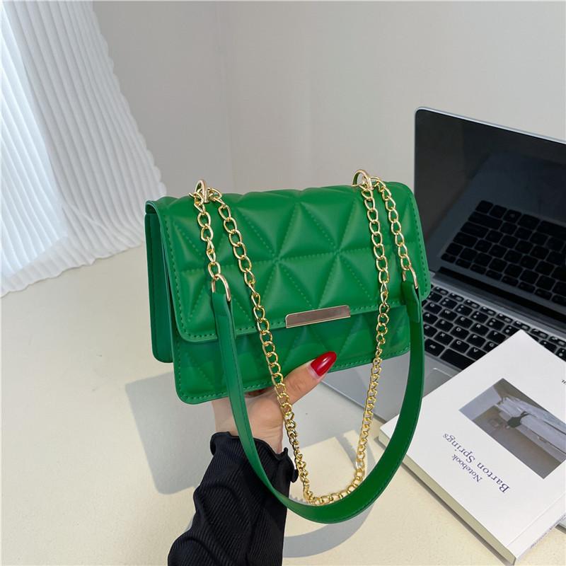 

В этом году популярная простая сумка женская осенняя новая корейская версия цепочка на плечо маленькая квадратная сумка модная повседневная сумка-мессенджер зелёный