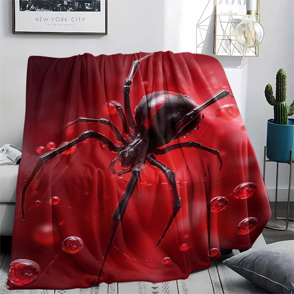 Spider Print Flannel Blanket, High quality Comfortable for All Seasons, Home Decor, Warmth and Comfort, Perfect for Christmas Gifts
