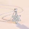 S925 Sterling Silver Snowflake Pendant with Diamond Accents - Christmas Jewelry Hot-Seller