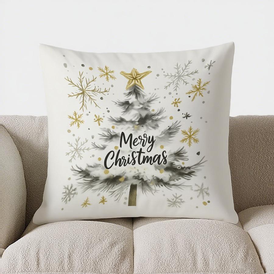 Home Decor Christmas Trees &amp; Snowflakes Decorative Pillow Pattern Cushion Cover Suitable For Sofa Bedroom Car Pillow Cover