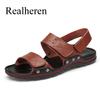 Summer Men Leather Casual Sandals Plus Size 50 Outdoor Black Walking Soft Luxury Shoes Sandalias Hombre New Fashion 2026
