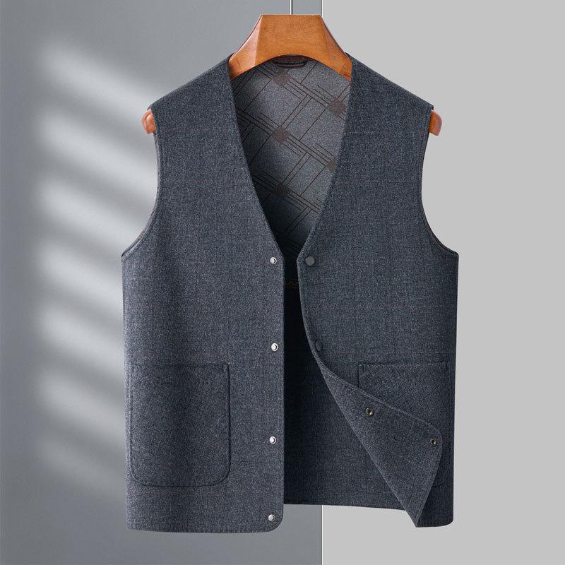 

Новое мужское пальто осенне-зимний жилет высококлассный жилет папа мода повседневный жилет 4XL темно-серого