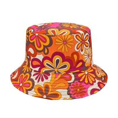 Fashionable Spring Summer Floral Print Lightweight Bucket Hat Unisex Outdoor Vacation Bucket Hat