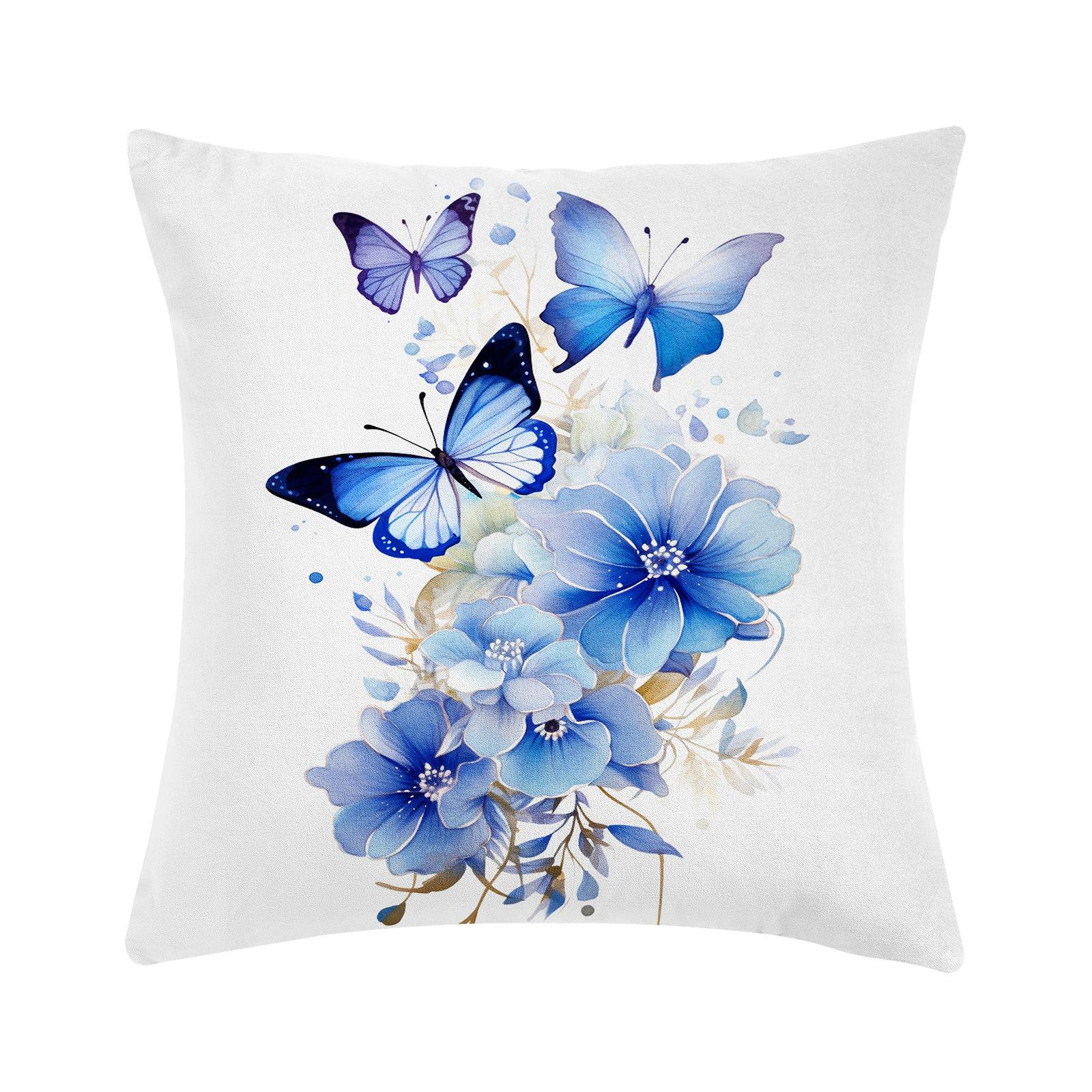 

Spring and Summer Butterfly Print Pillow Car Cushion Head-to-bench Pillow Short Plush Pillow Case