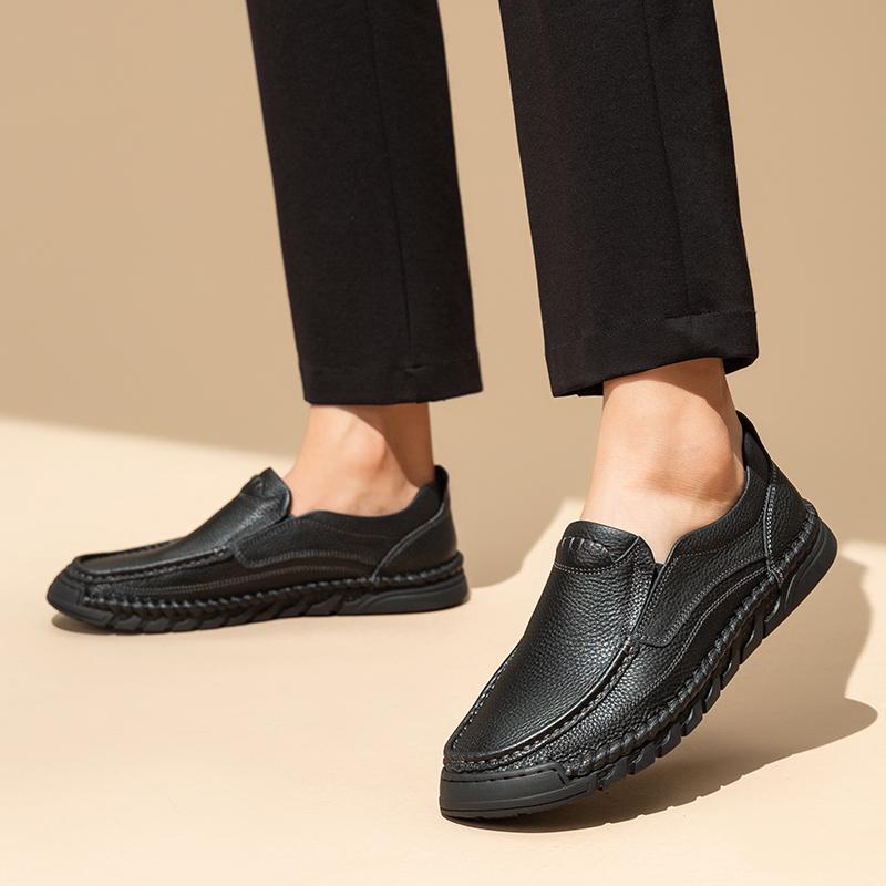 Fashion Autumn All-match Loafers Beef Tendon Sole Slip-On Genuine Leather Shoes Fashion Casual Shoes Business Men's Designer Men's Shoes
