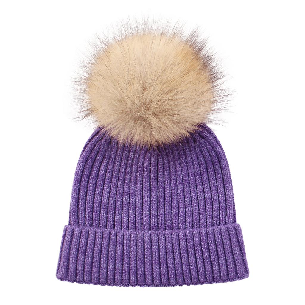 1 Stück pelzige warme Kinder-Mütze für Jungen und Mädchen, schicke koreanische Mode, Häkelmütze für Kleinkinder, Herbst-Winter, dicke Plüsch-Strickmütze