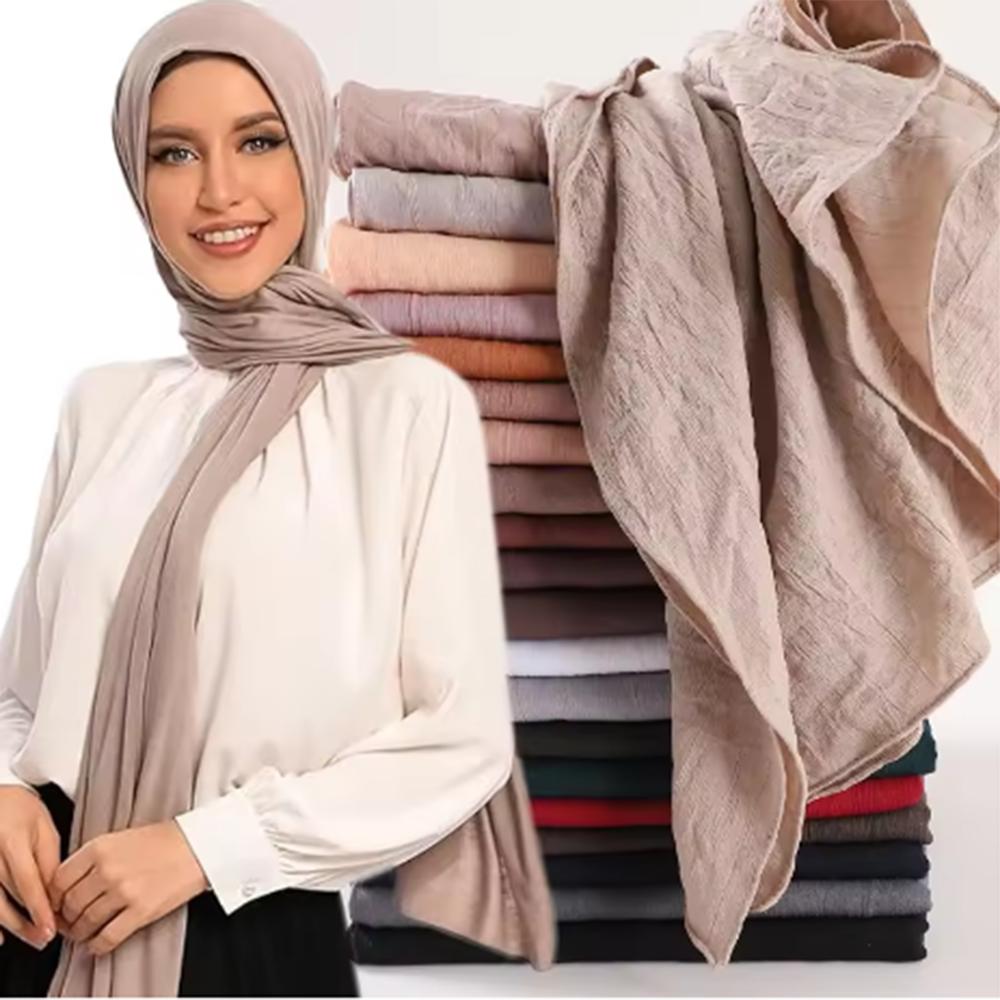 Yto Home 2 Women's 180*90Cm Plain Solid Cotton Rayon Hijab Scarf Lady High Quality Wraps And Shawls Musulman Headband Islamic Turban Big Size