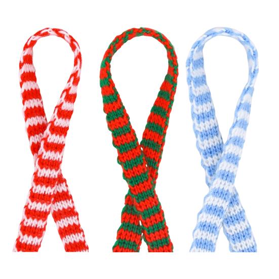 Christmas Knitted Ribbon 9.8Ft DIY Yarn Knit Ribbon Doll Scarf Dual Color Stripe Ribbon Fabric Ribbon for Gift Wrapping Christmas Tree Decor