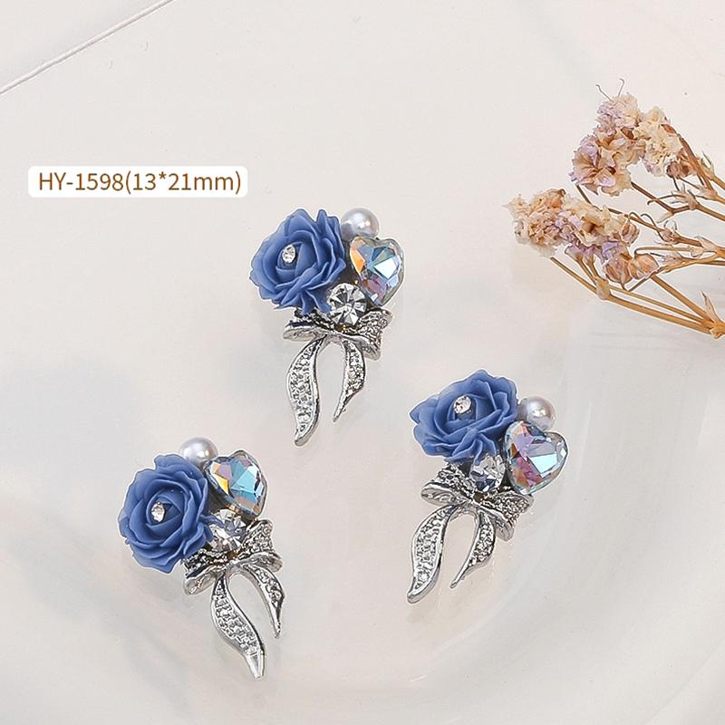 3Pcs Diy Nail Art Decoration 3D Bow-Tied Camellia Nail Art Charm Rose  Nail Drill For Valentine'S Day Manicure Design